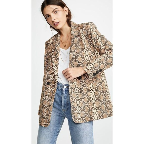 Anine Bing Jackets & Blazers - ANINE BING  Madeleine Blazer Snake Print Animal Print